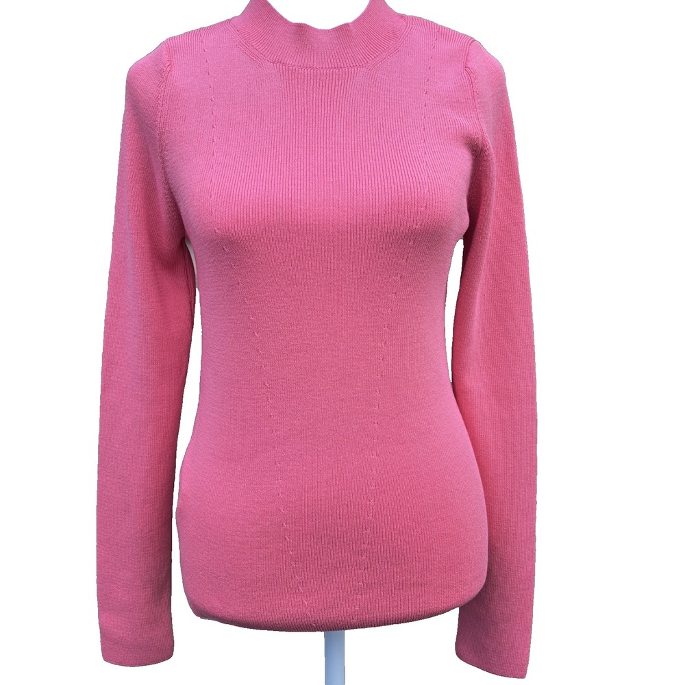 Mango MNG Women's Pink Crew Neck Long Sleeve Viscose Blend  Sweater L-XL NWT